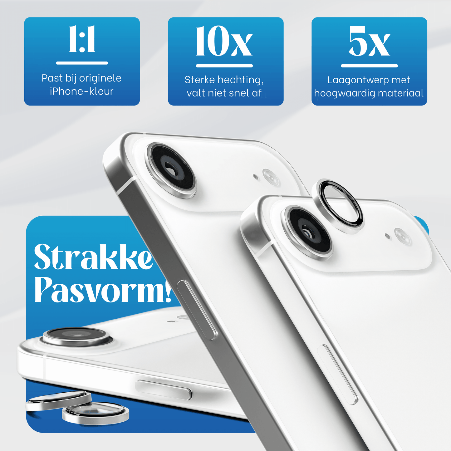 REOVO Camera Protector – Geschikt voor iPhone AIR - 0.05mm Slim Fit – Wolken wit -Titanium Frame – Anti-Kras & Schokbestendig