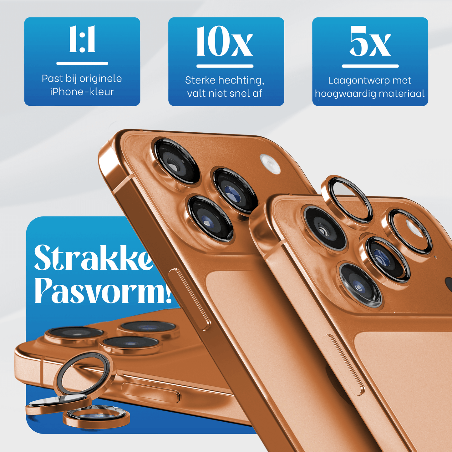 REOVO Camera Protector – Geschikt voor iPhone 17 Pro - 0.05mm Slim Fit – Oranje -Titanium Frame – Anti-Kras & Schokbestendig