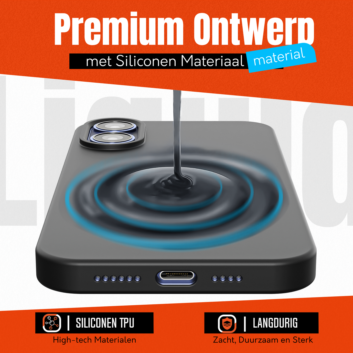 My Case Zwarte Siliconen Hoes voor iPhone 16 Plus – Slank Maar Beschermend