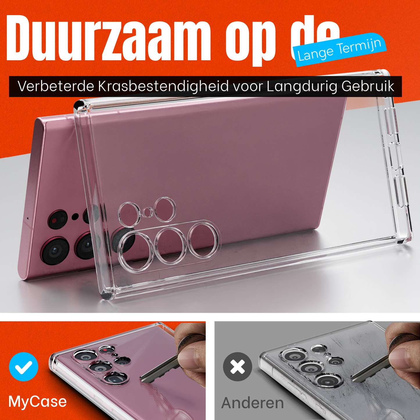 My Case Transparante Hoes voor Samsung Galaxy S22 Ultra – Langdurig Helder