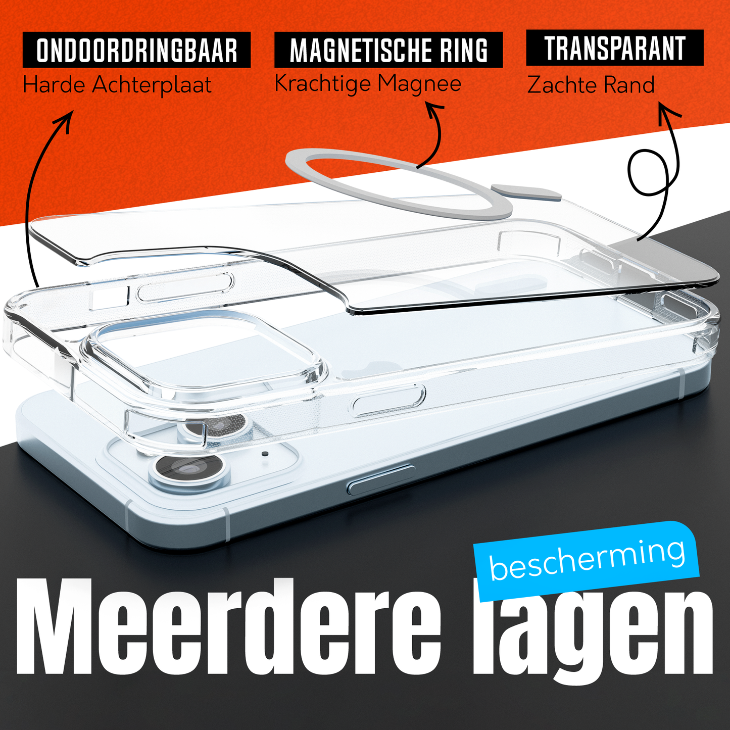 My Case Transparant MagSafe Hoesje voor iPhone 15 – Slank, Sterk & MagSafe-Klaar