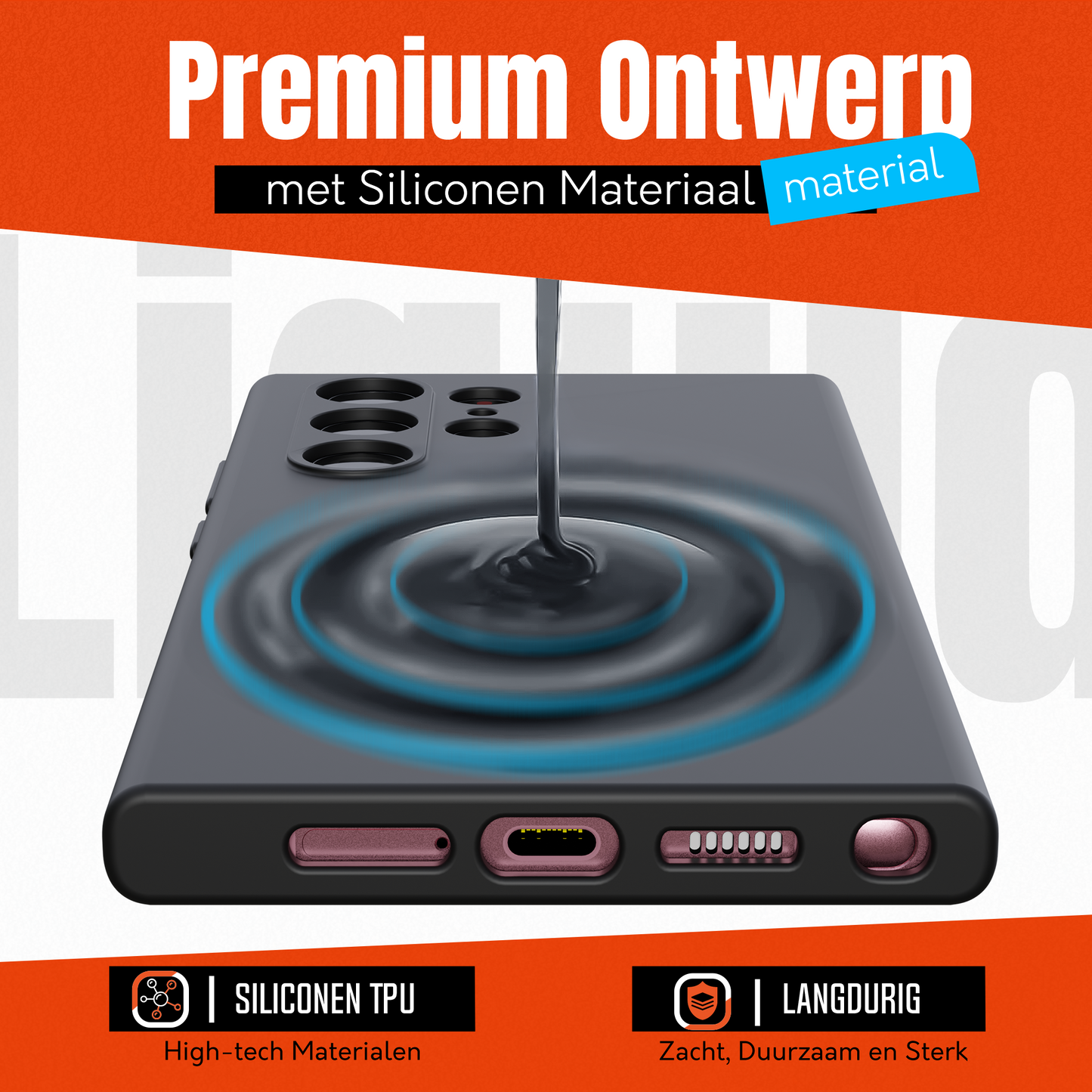 My Case Zwarte Siliconen Hoes voor Samsung Galaxy S22 Ultra – Slank Maar Beschermend