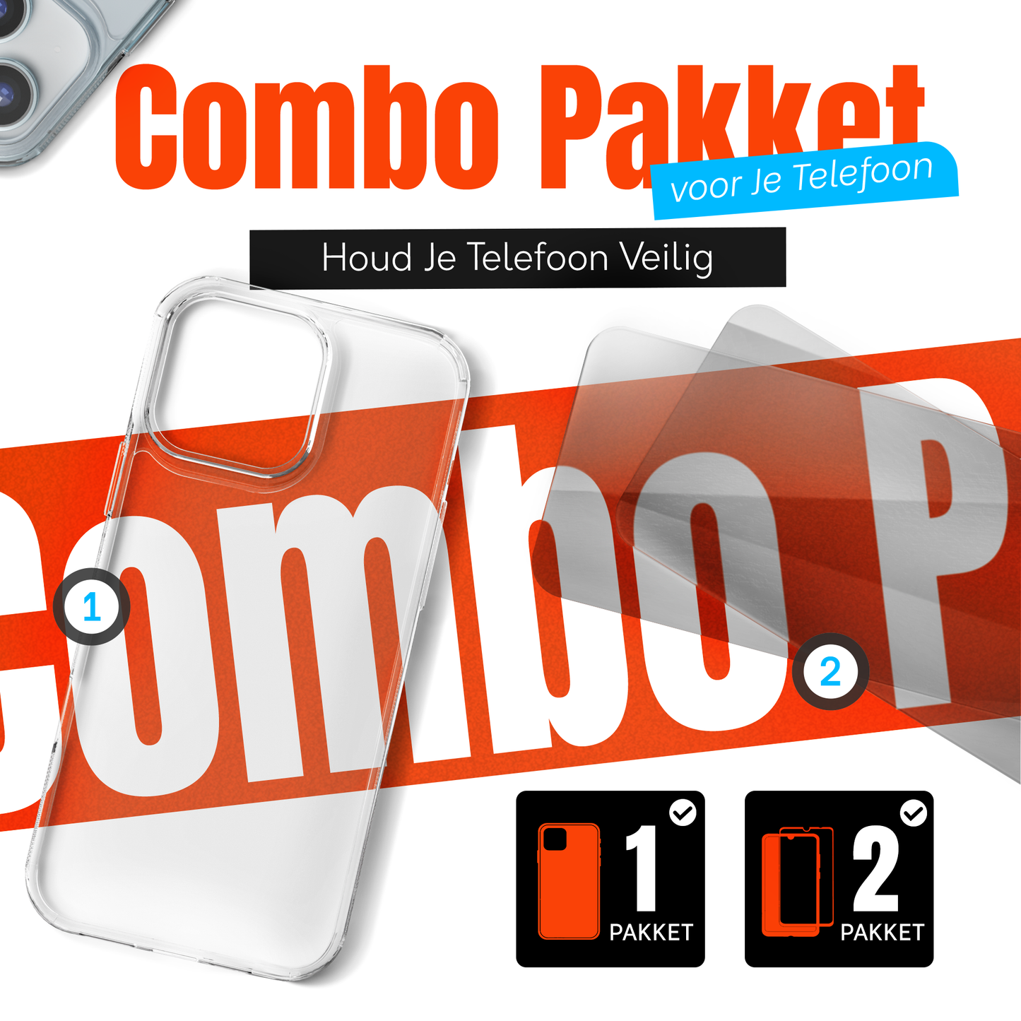 My Case Combo: Transparante Hoes met 2 Screenprotectors voor iPhone 15 – Extra Veiligheid