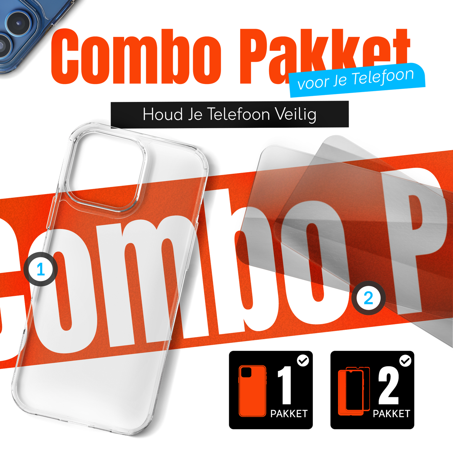 My Case Combo: Transparante Hoes met 2 Screenprotectors voor iPhone 12/12 Pro – Extra Veiligheid
