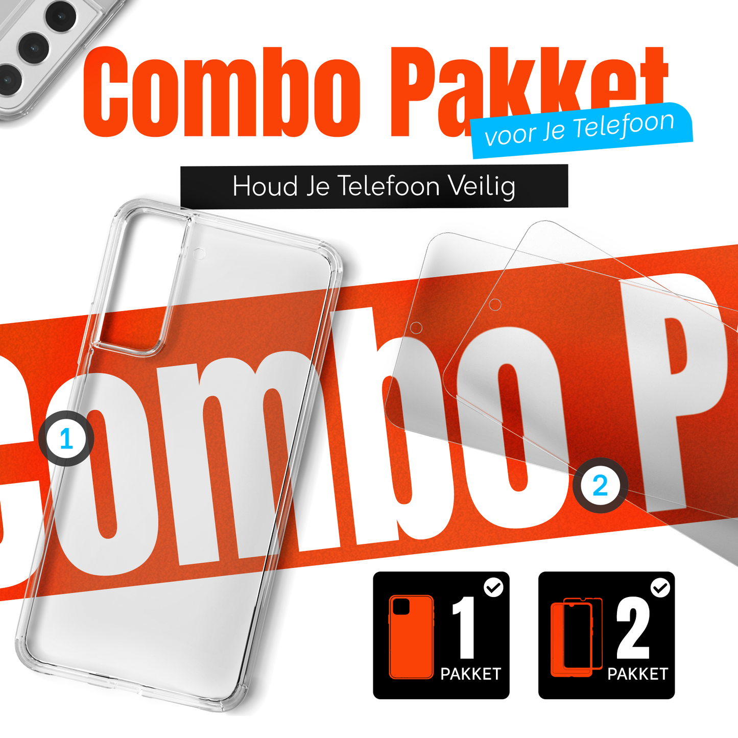 My Case Combo: Transparante Hoes met 2 Screenprotectors voor Samsung Galaxy S22 Plus – Extra Veiligheid