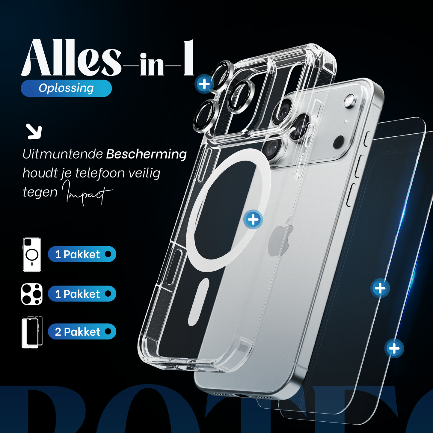 iPhone 17 Pro Max hoesje Transparant - screenprotector - camera protector
