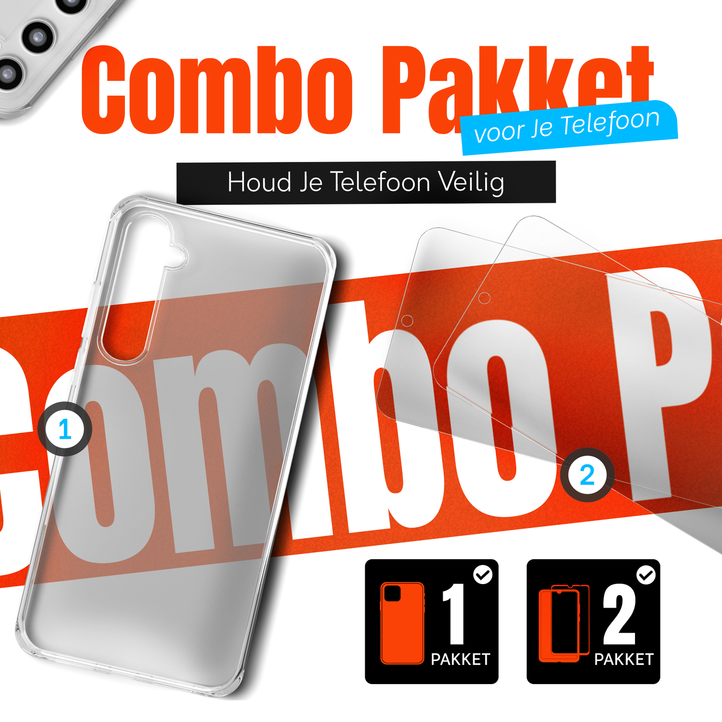 My Case Combo: Transparante Hoes met 2 Screenprotectors voor Samsung Galaxy A54 – Extra Veiligheid