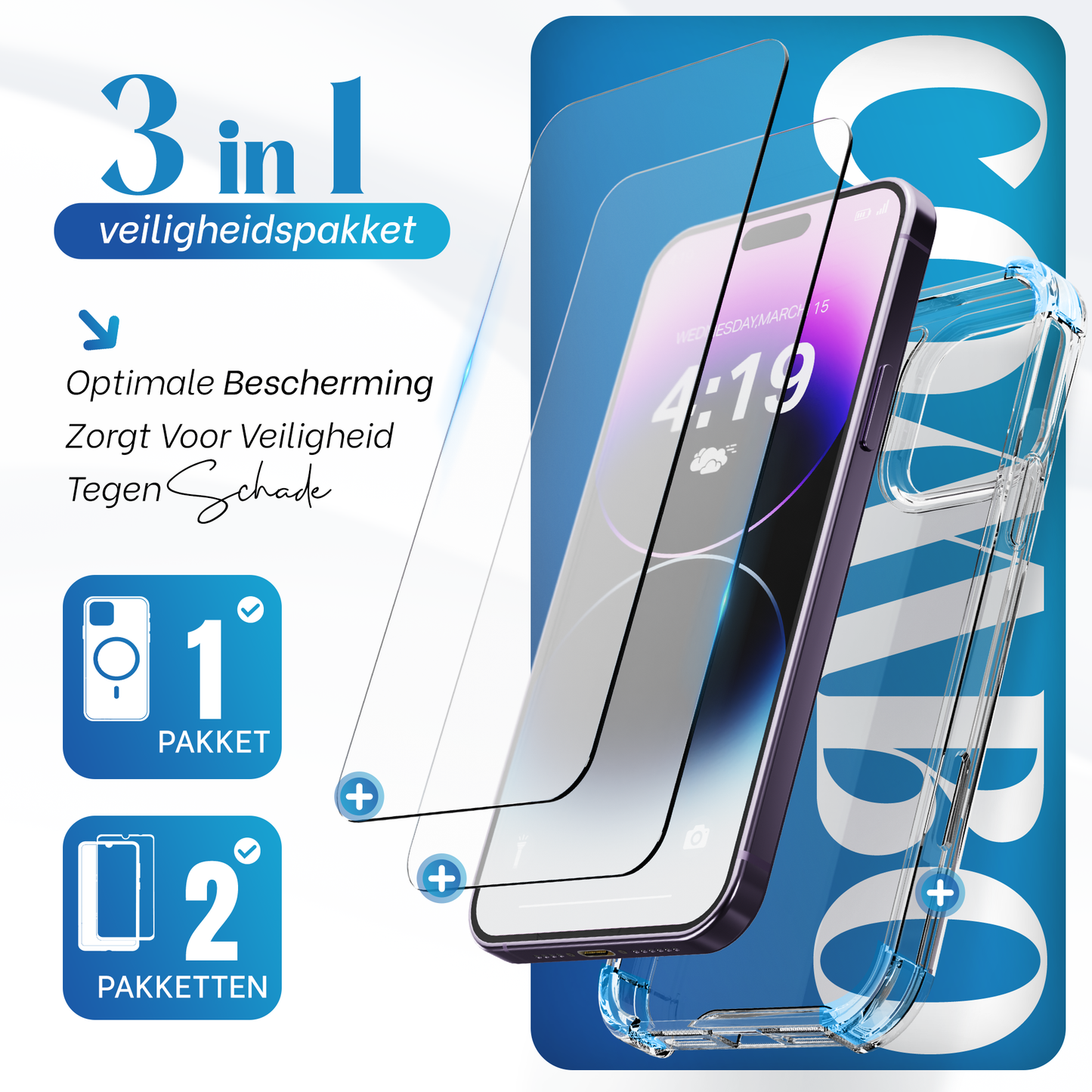 iTech COMBO voor iPhone 14 Pro – Complete 3-in-1 Bescherming