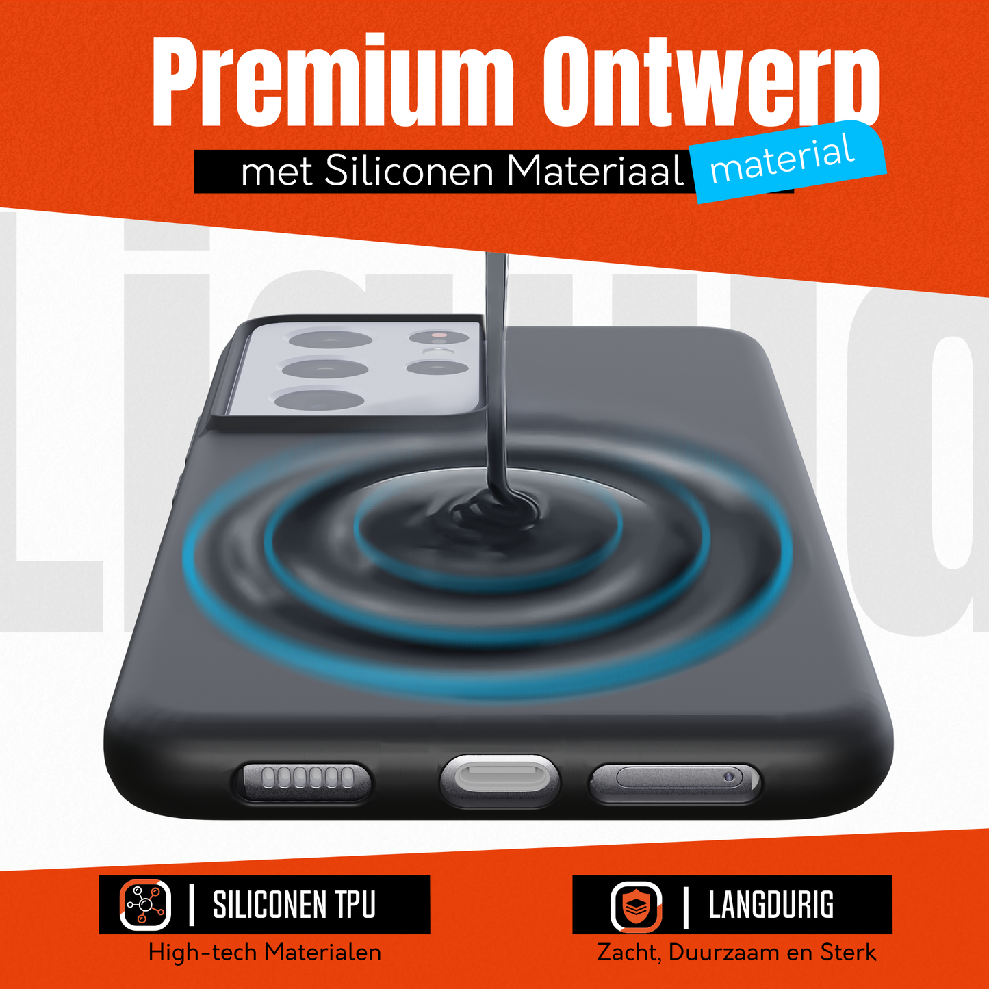 My Case Zwarte Siliconen Hoes voor Samsung Galaxy S21 Ultra – Slank Maar Beschermend