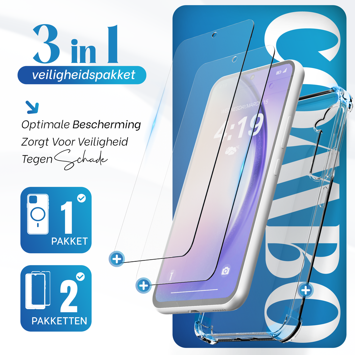 iTech Combo: 2 Screenprotectors & 1 Bumper Hoes voor Samsung Galaxy A54 – 3-in-1 Bescherming