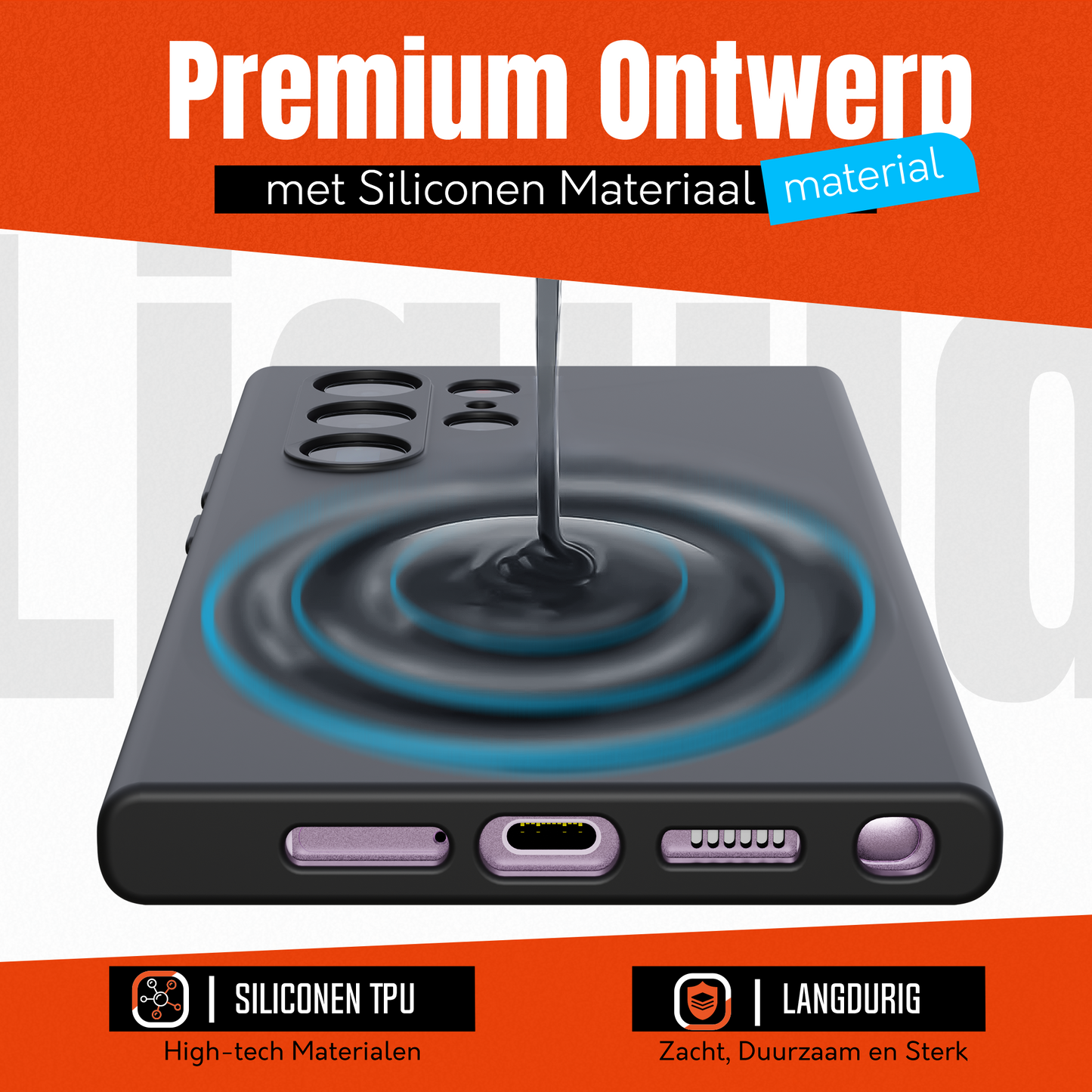 My Case Zwarte Siliconen Hoes voor Samsung Galaxy S23 Ultra – Slank Maar Beschermend
