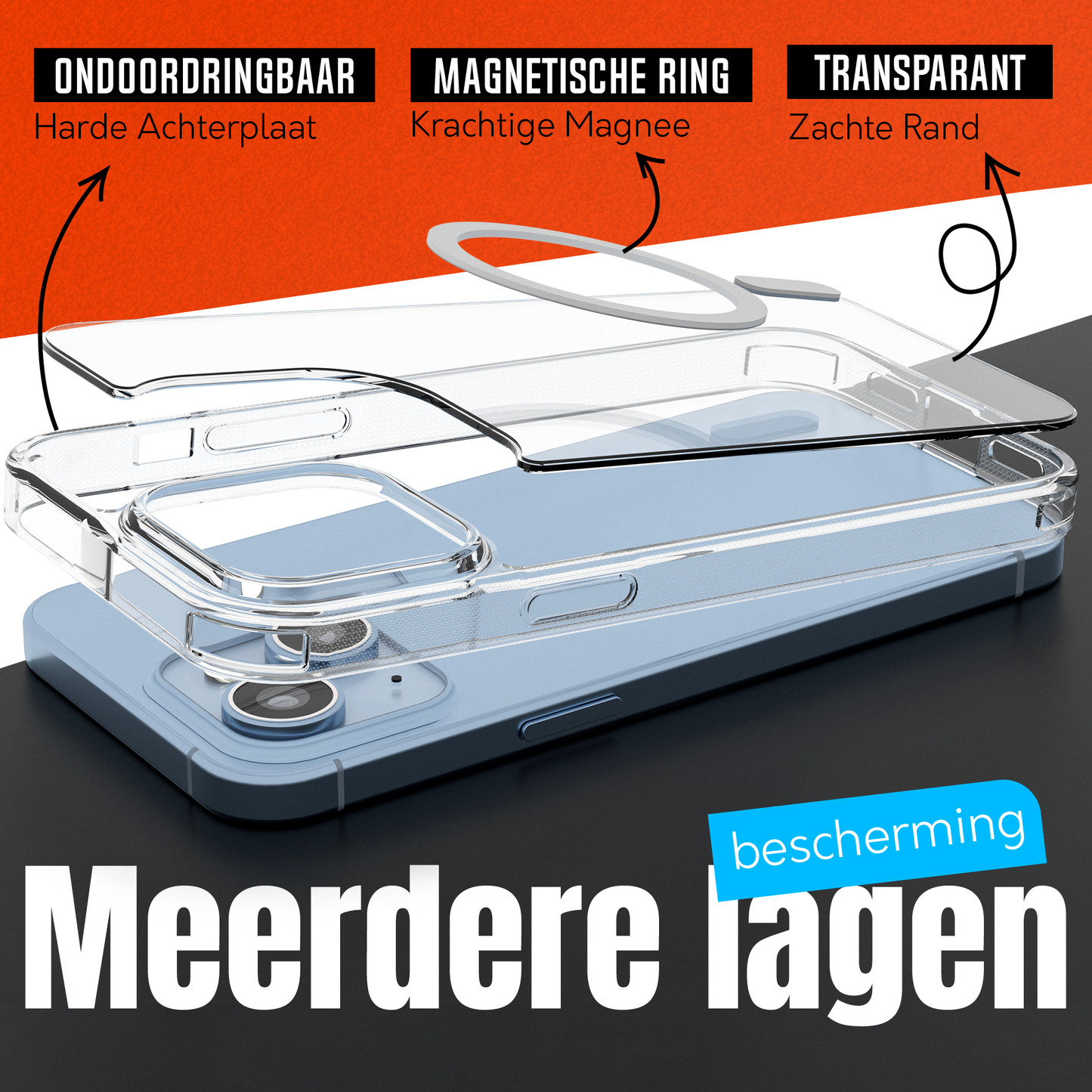 My Case Transparant MagSafe Hoesje voor iPhone 14 – Slank, Sterk & MagSafe-Klaar