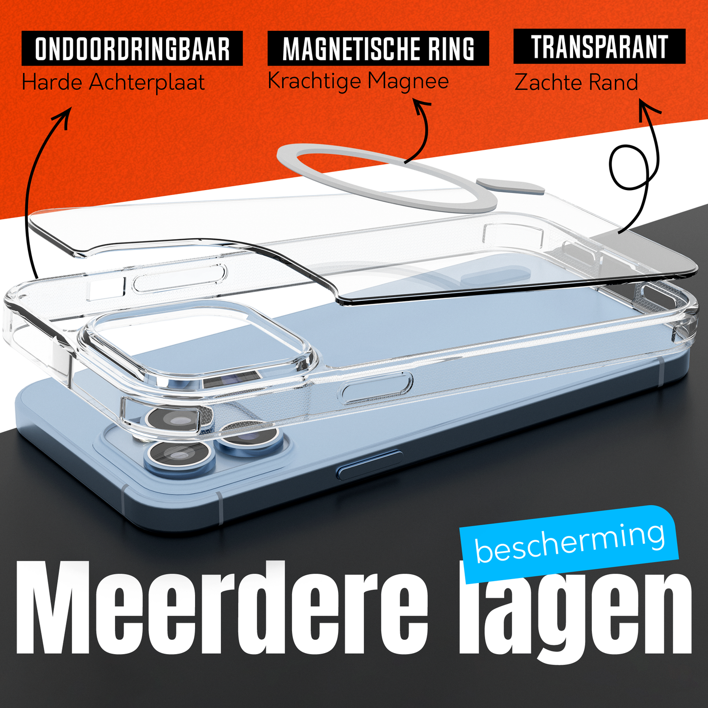 My Case Transparant MagSafe Hoesje voor iPhone 13 Pro – Slank, Sterk & MagSafe-Klaar