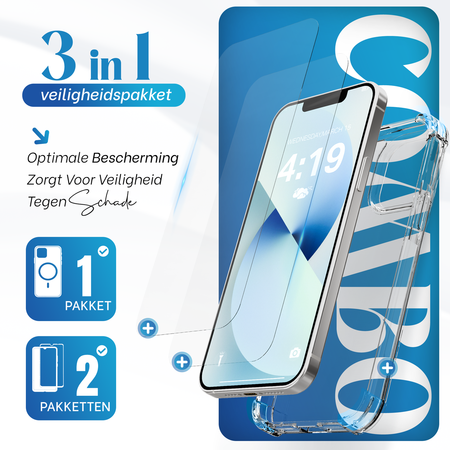 iTech Combo: 2 Screenprotectors & 1 Bumper Hoes voor iPhone 13 Mini – 3-in-1 Bescherming
