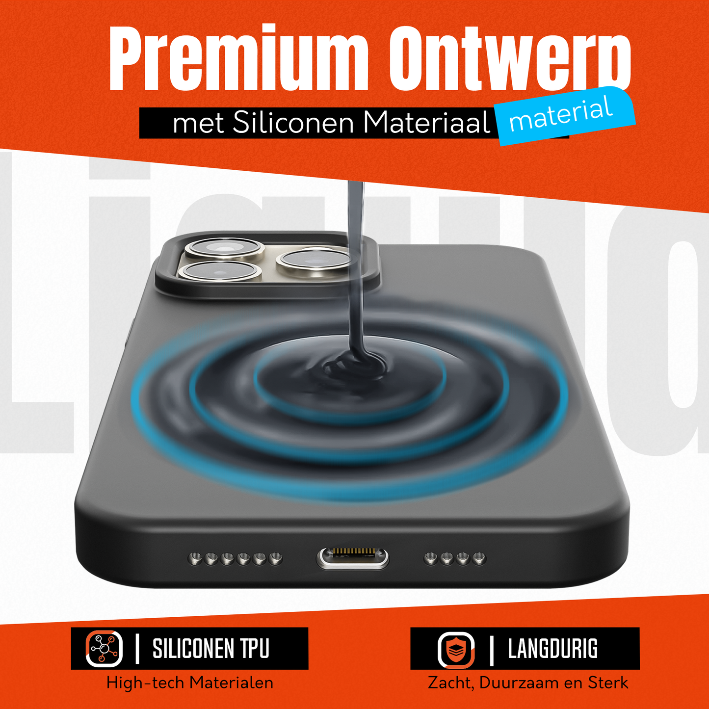 My Case Zwarte Siliconen Hoes voor iPhone 15 Pro Max – Slank Maar Beschermend