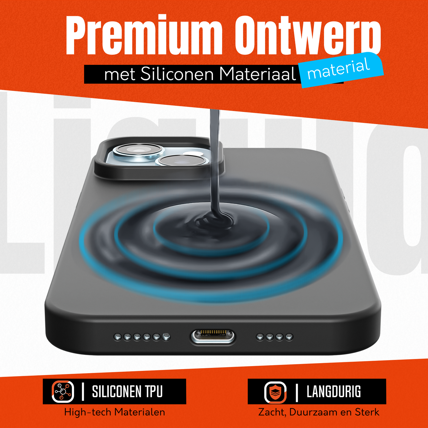 My Case Zwarte Siliconen Hoes voor iPhone 15 – Slank Maar Beschermend