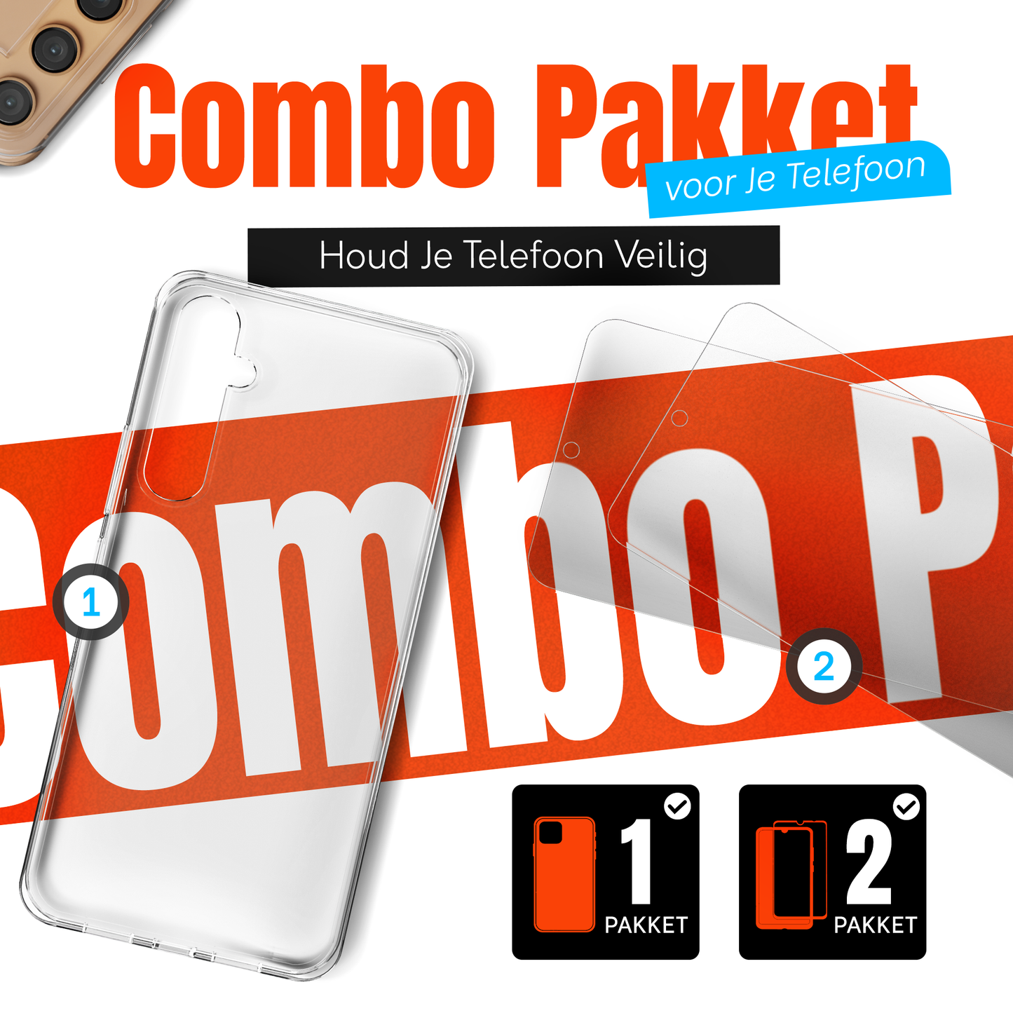 My Case Combo: Transparante Hoes met 2 Screenprotectors voor Samsung Galaxy S24 – Extra Veiligheid