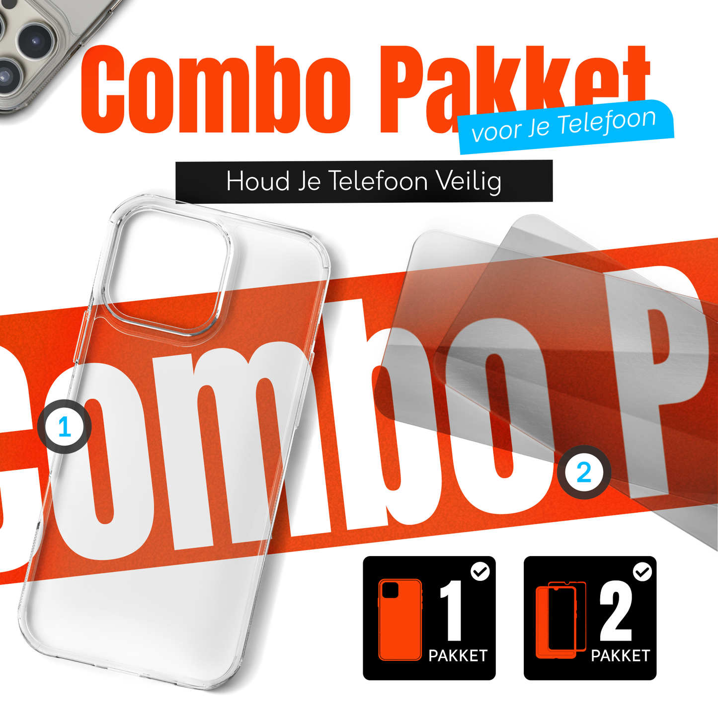 My Case Combo: Transparante Hoes met 2 Screenprotectors voor iPhone 16 Pro – Extra Veiligheid