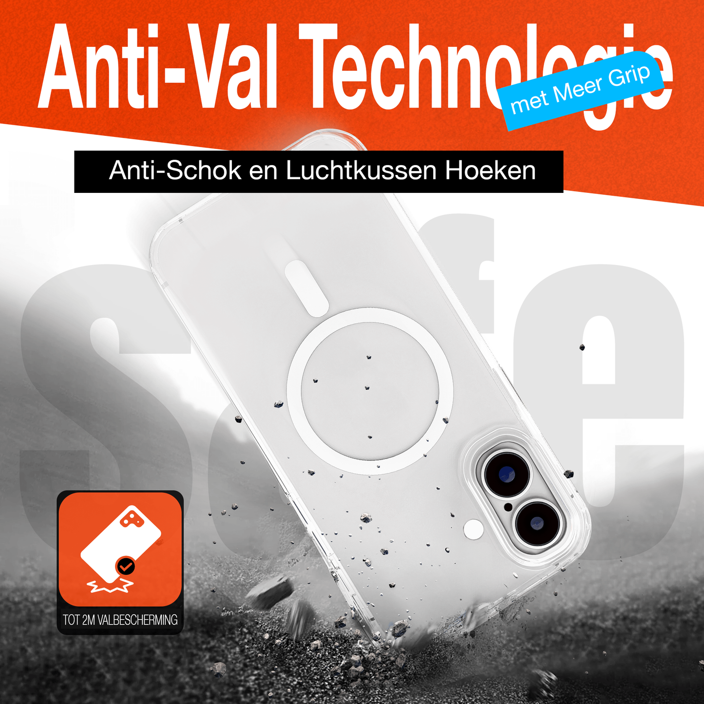 My Case Transparant MagSafe Hoesje voor iPhone 16 plus – Slank, Sterk & MagSafe-Klaar