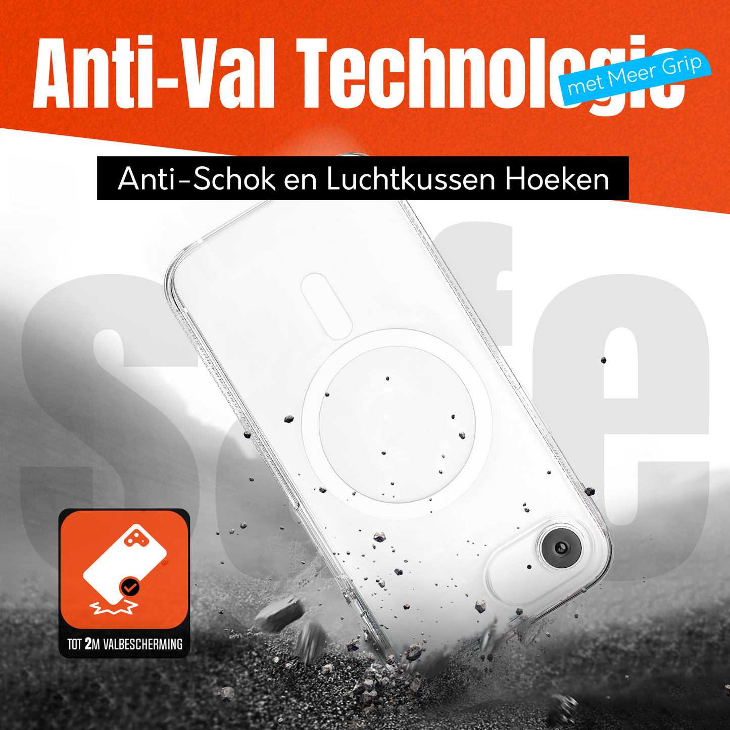 My Case Transparant MagSafe Hoesje voor iPhone 16e – Slank, Sterk & MagSafe-Klaar