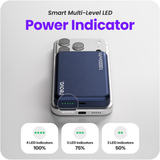 Powerbank 10.000 mAh - 25W draadloos opladen - Q2.2 - Geschikt voor MagSafe - Usb c kabel - Powerbanks - Magnetisch opladen - Snellader - Noodpakket - Draadloos opladen - Met USB-C Poort - Blauw
