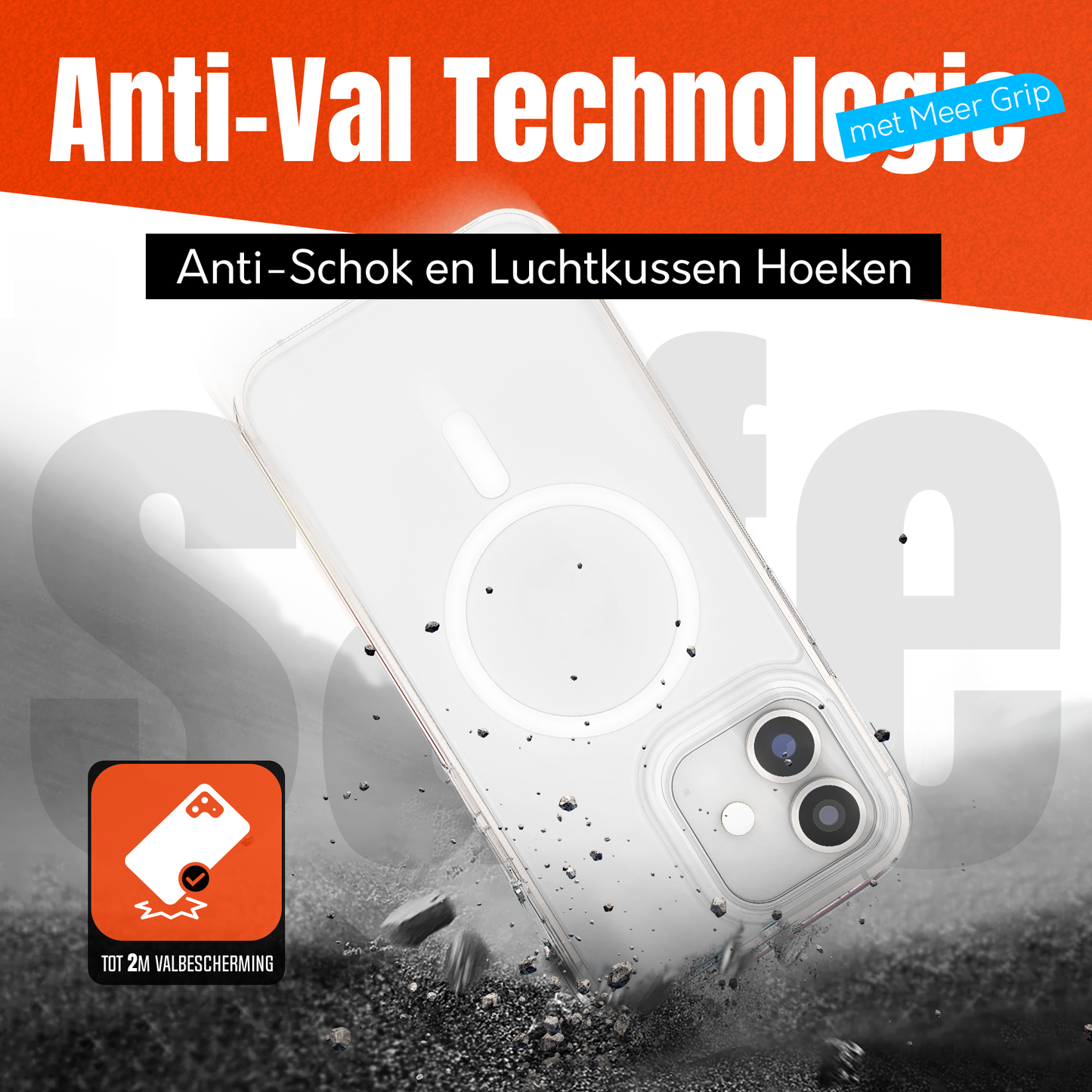 My Case Transparant MagSafe Hoesje voor iPhone 12/12 Pro – Slank, Sterk & MagSafe-Klaar
