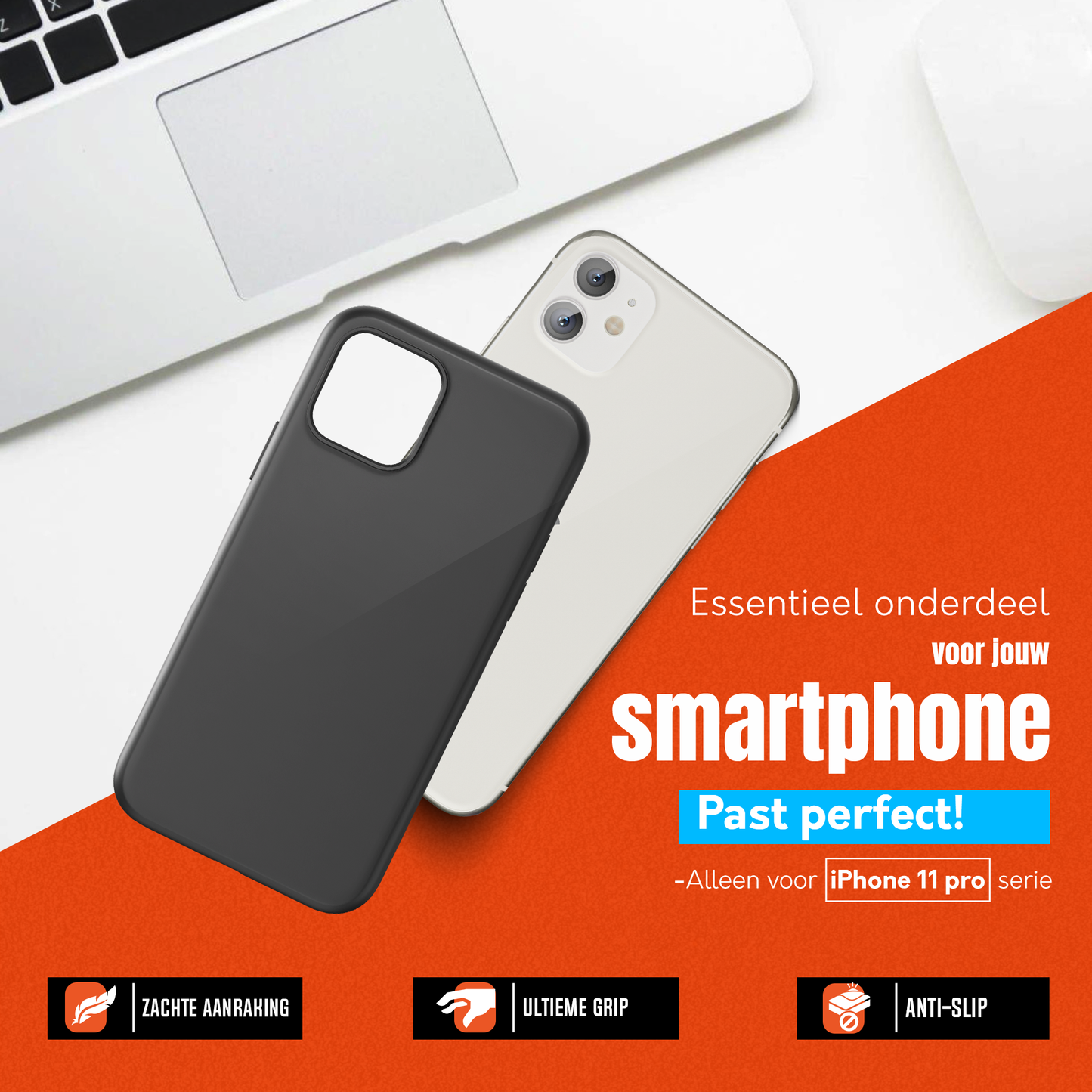 My Case Zwarte Siliconen Hoes voor iPhone 11 Pro Max – Slank Maar Beschermend