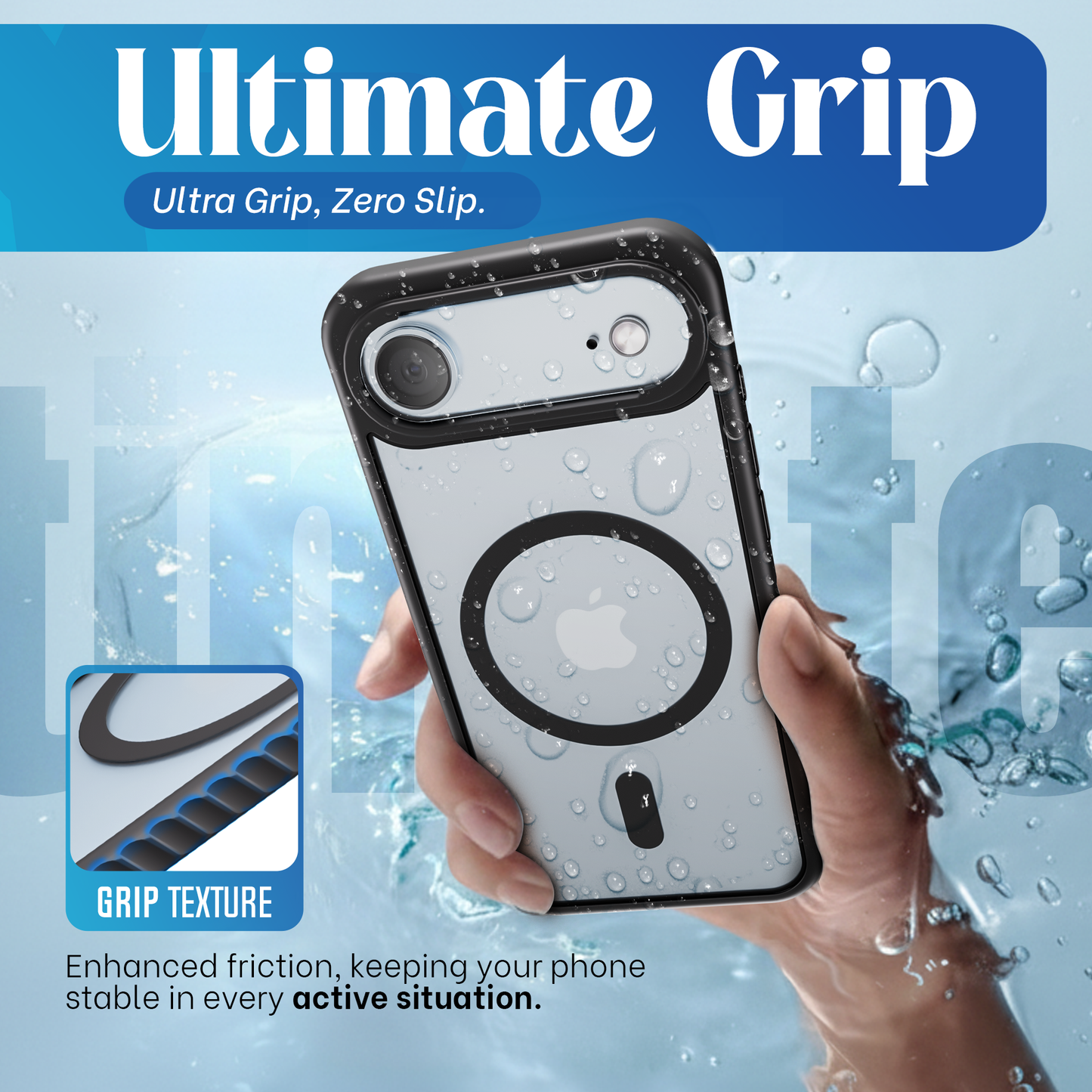 Reovo - Hoesje geschikt voor iPhone Air - Zwart - Transparant - geschikt voor MagSafe - Anti-slip case