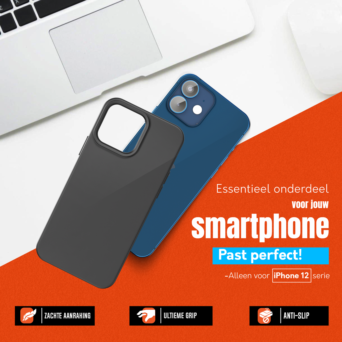 My Case Zwarte Siliconen Hoes voor iPhone 12/12 Pro – Slank Maar Beschermend
