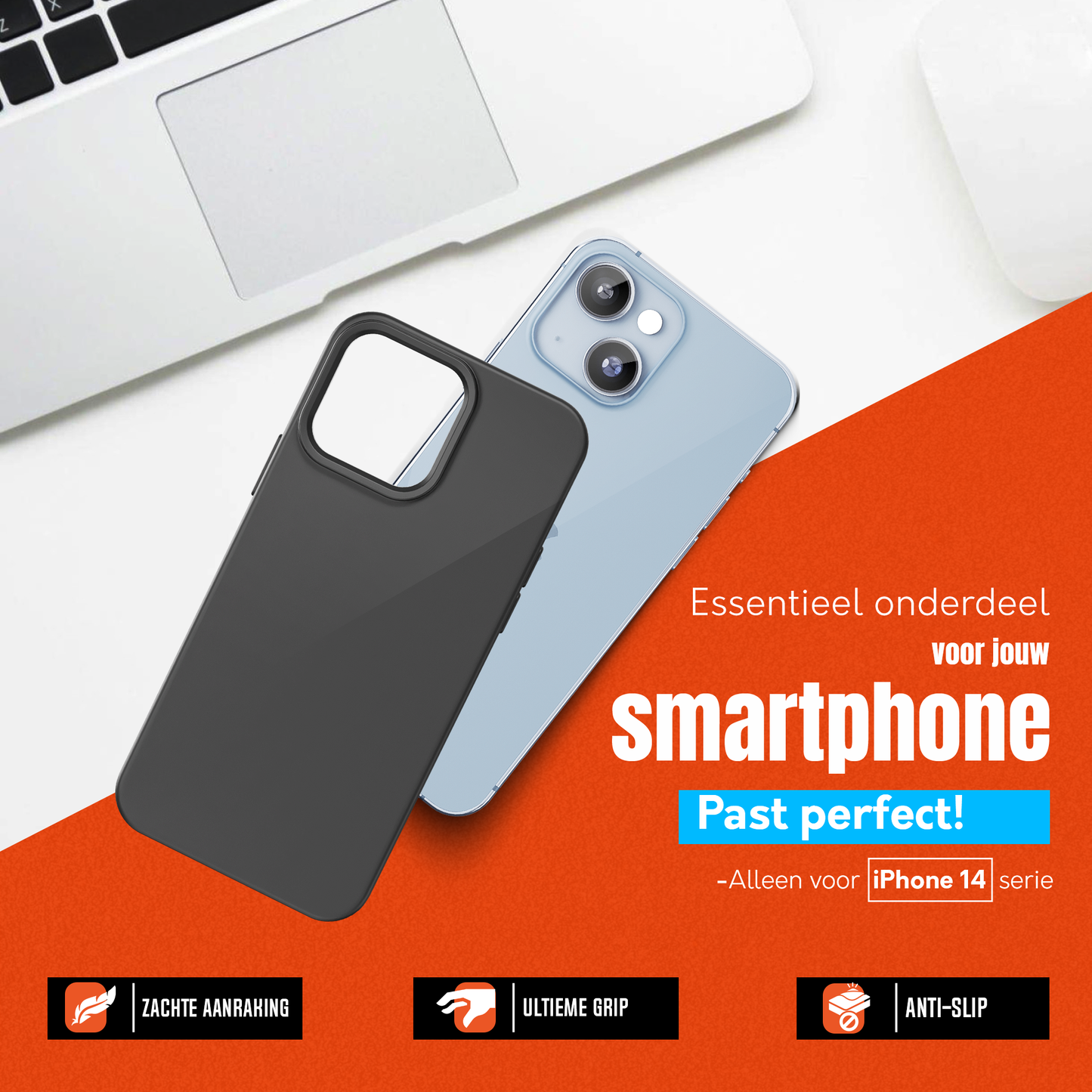 My Case Zwarte Siliconen Hoes voor iPhone 14 Plus – Slank Maar Beschermend