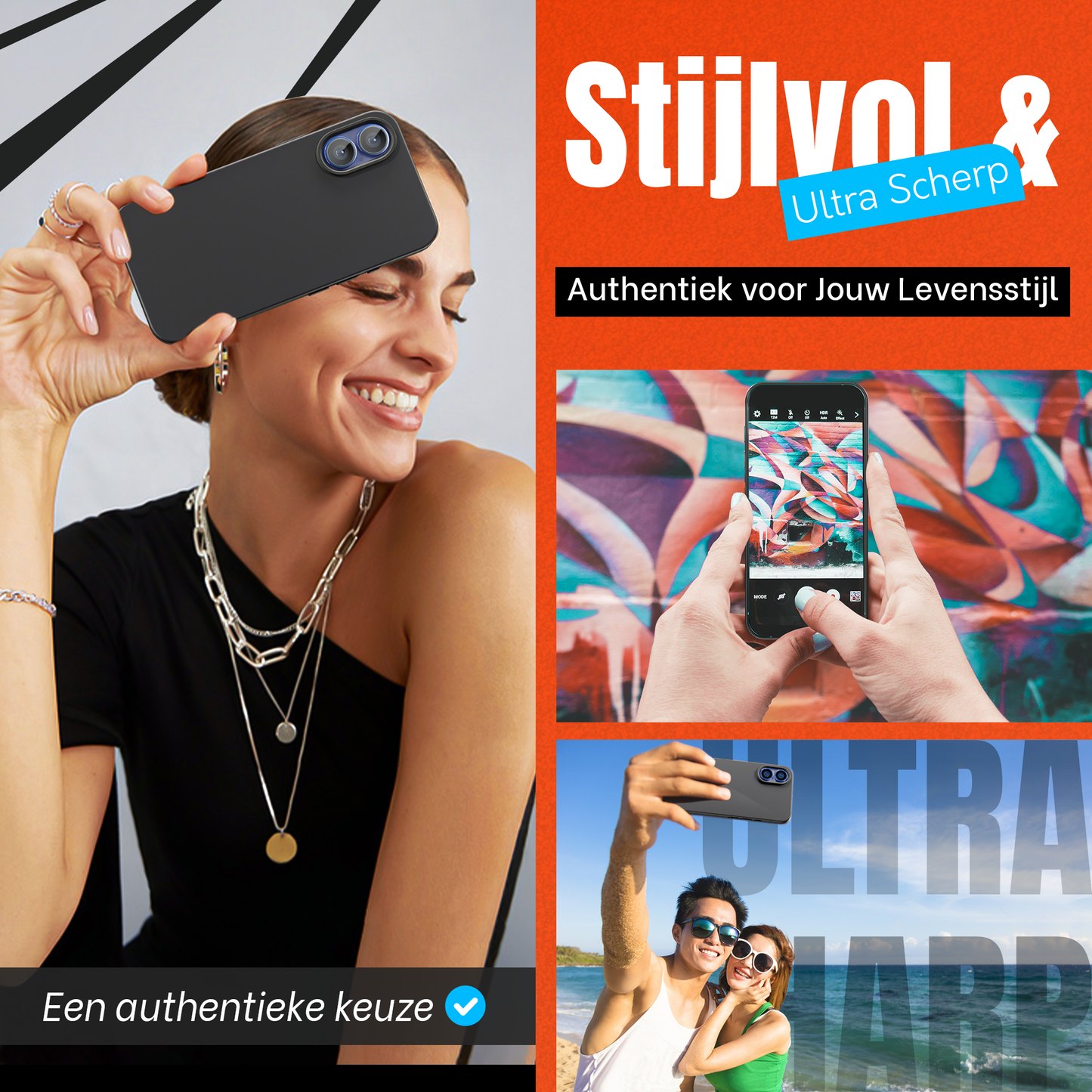 My Case Combo: Zwarte Siliconen Hoes met 2 Screenprotectors voor iPhone 16 Plus – Extra Veiligheid