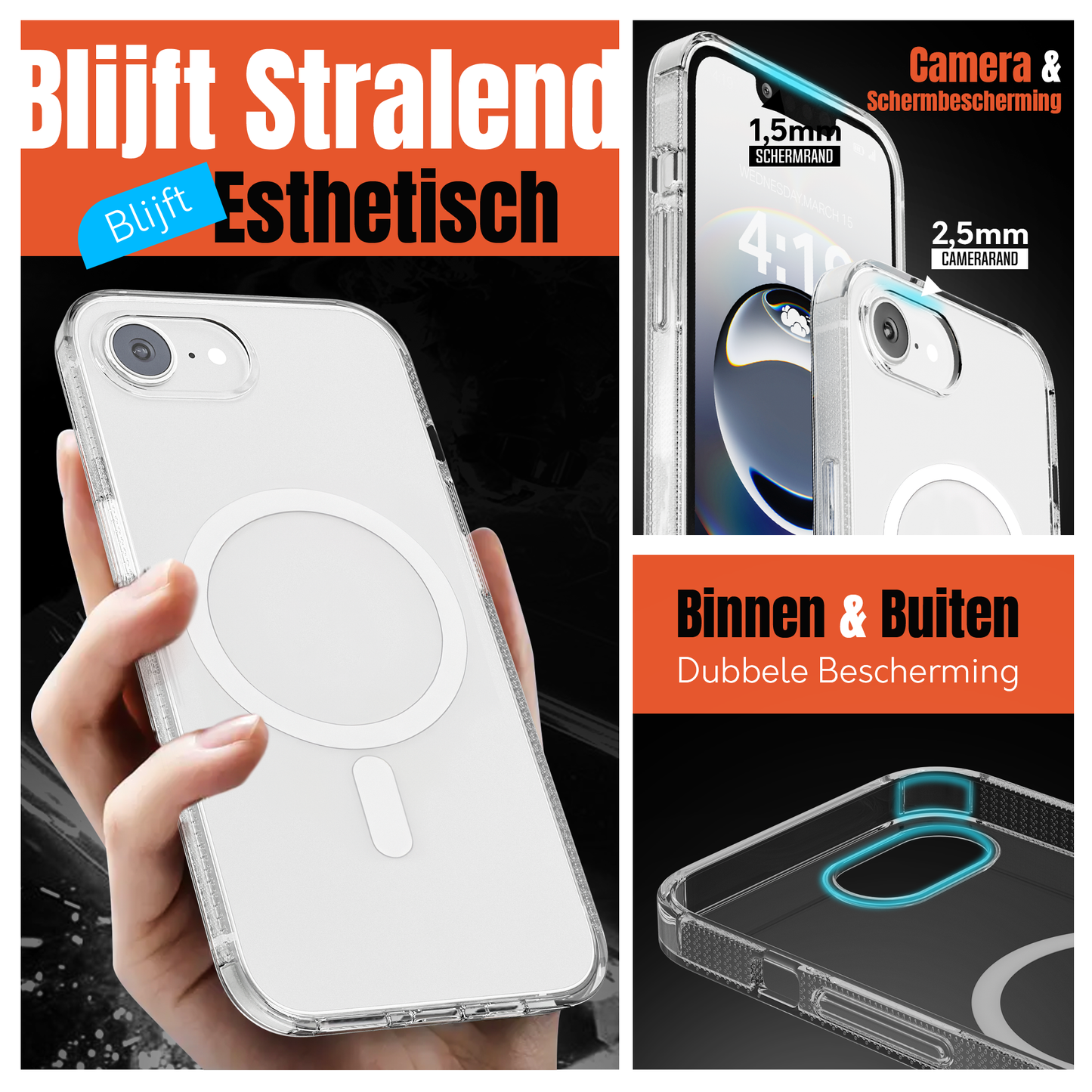 My Case Transparant MagSafe Hoesje voor iPhone 16e – Slank, Sterk & MagSafe-Klaar