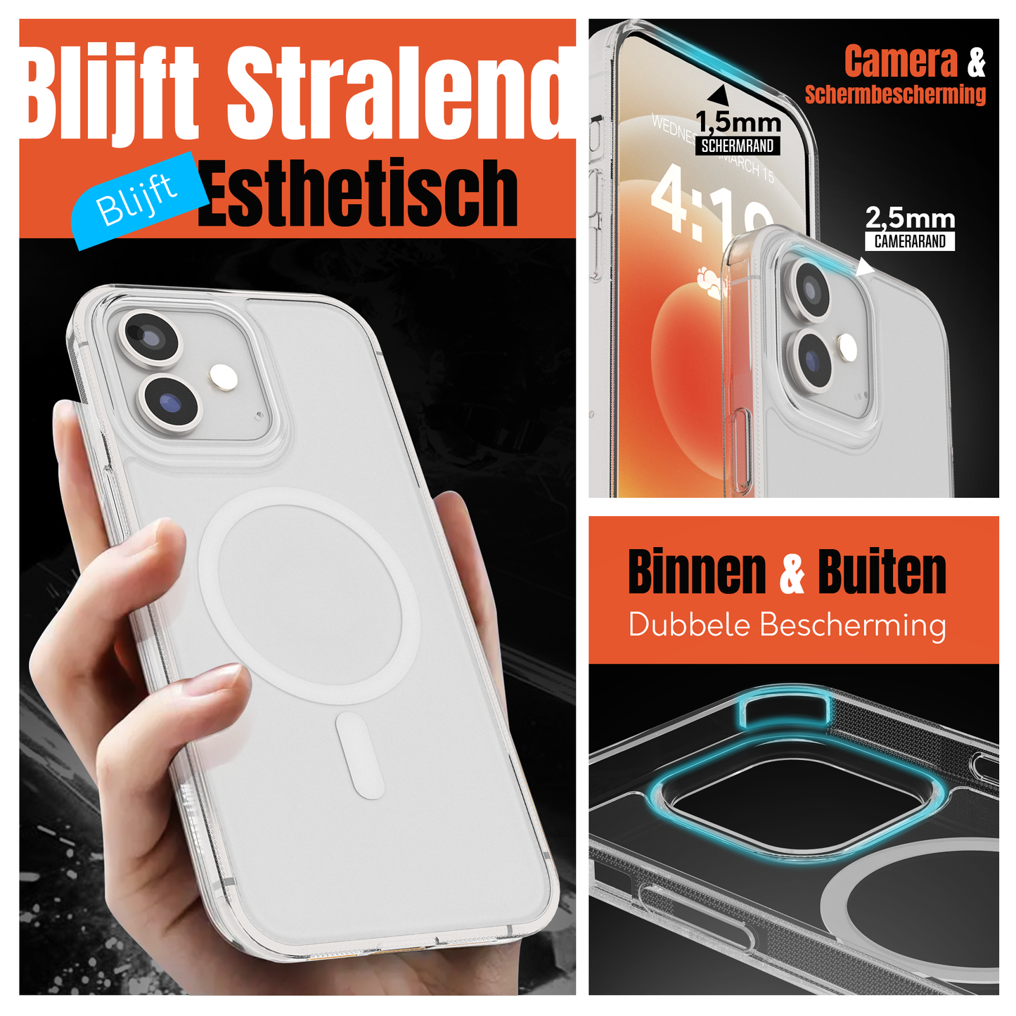 My Case Transparant MagSafe Hoesje voor iPhone 12/12 Pro – Slank, Sterk & MagSafe-Klaar