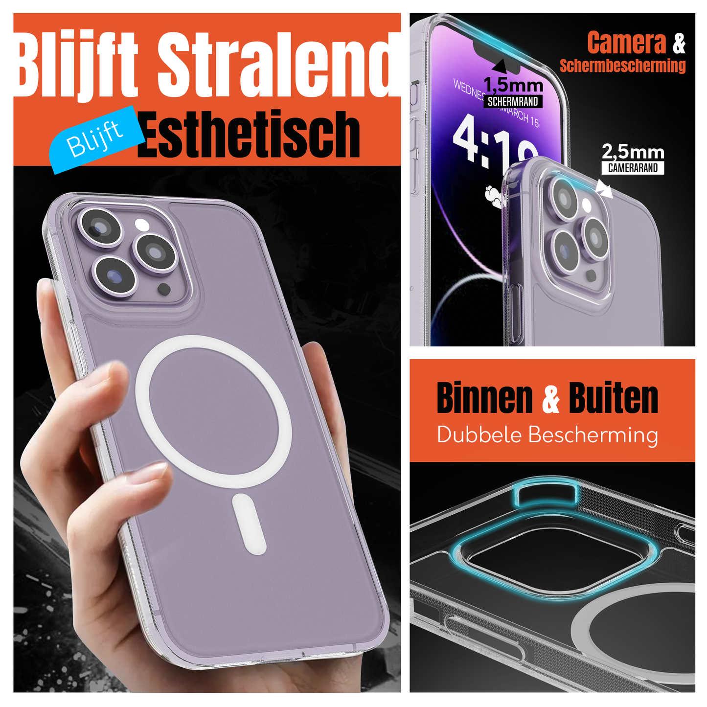 My Case Transparant MagSafe Hoesje voor iPhone 14 Pro – Slank, Sterk & MagSafe-Klaar