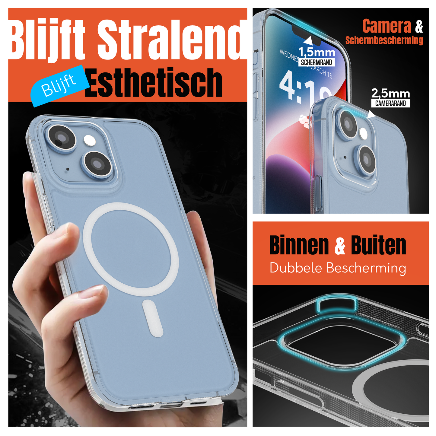 My Case Transparant MagSafe Hoesje voor iPhone 14 – Slank, Sterk & MagSafe-Klaar