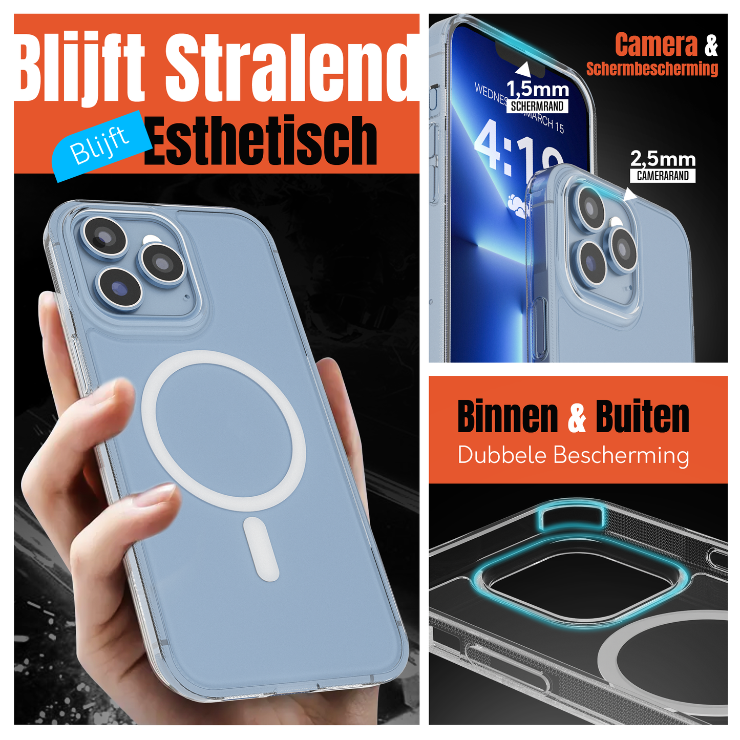My Case Transparant MagSafe Hoesje voor iPhone 13 Pro – Slank, Sterk & MagSafe-Klaar
