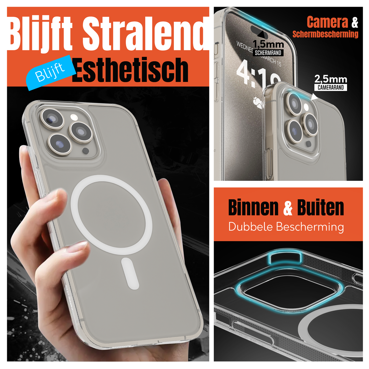 My Case Transparant MagSafe Hoesje voor iPhone 16 Pro – Slank, Sterk & MagSafe-Klaar