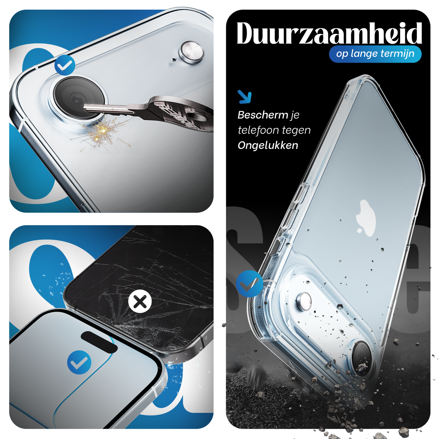 iPhone 17 Air hoesje Transparant - screenprotector - camera protector