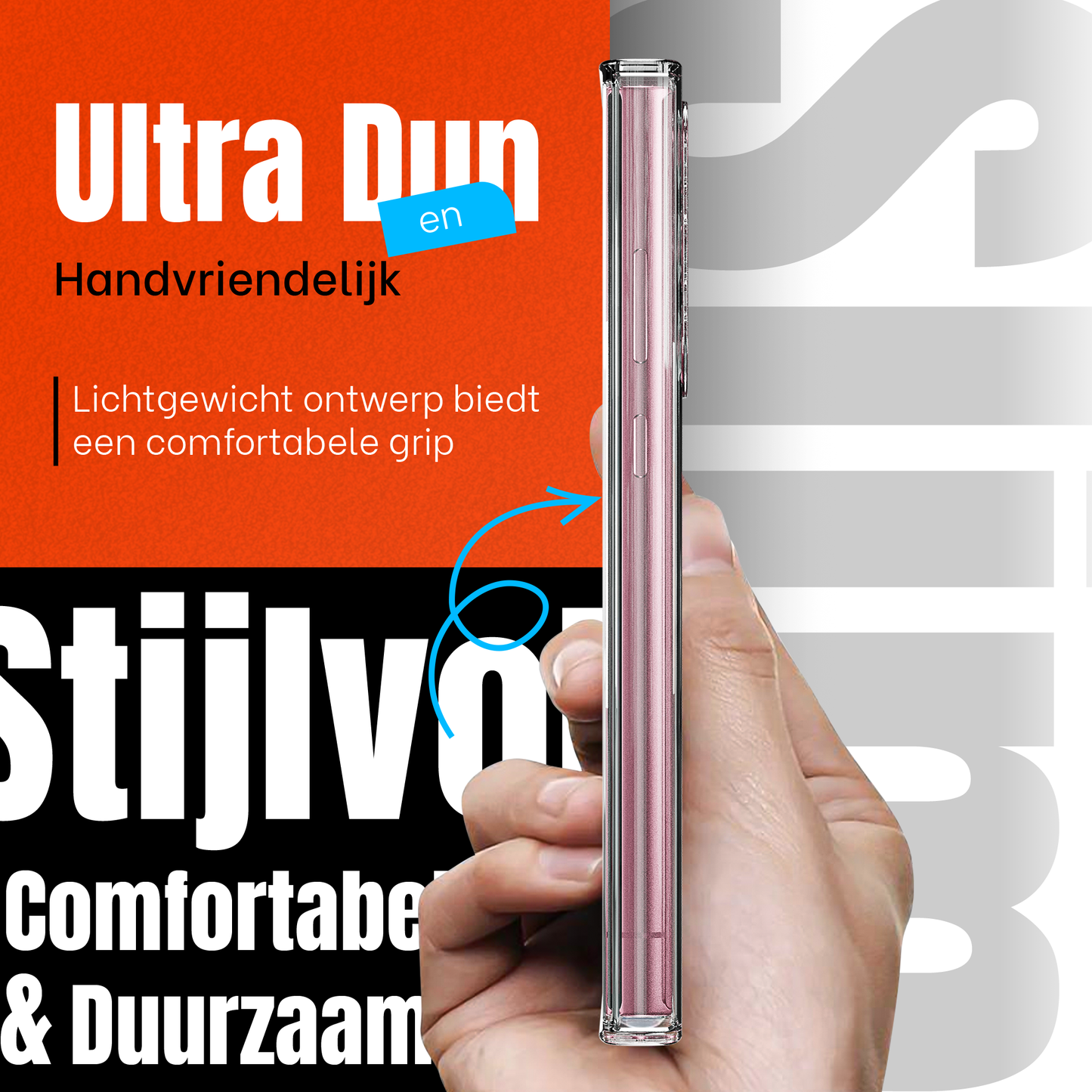 My Case Transparante Hoes voor Samsung Galaxy S22 Ultra – Langdurig Helder