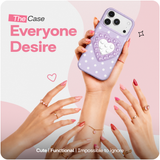 Reovo Dots Hoesje - Geschikt voor iPhone 17 Pro - Hartvormige Zuignap Grip & Telefoonstandaard - Zwart/Roze