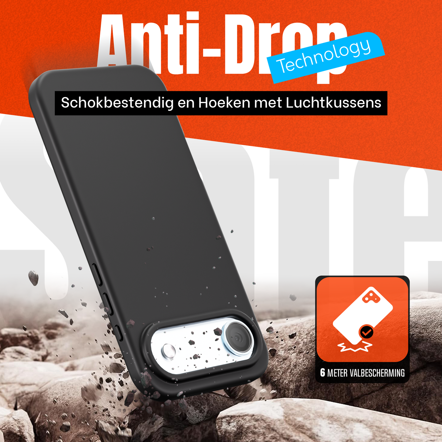 iPhone 17 Air Hoesje Zwart - screen protector