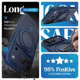 iPhone 17 Pro Max hoesje Donker Blauw Magsafe 360 telefoonstandaard