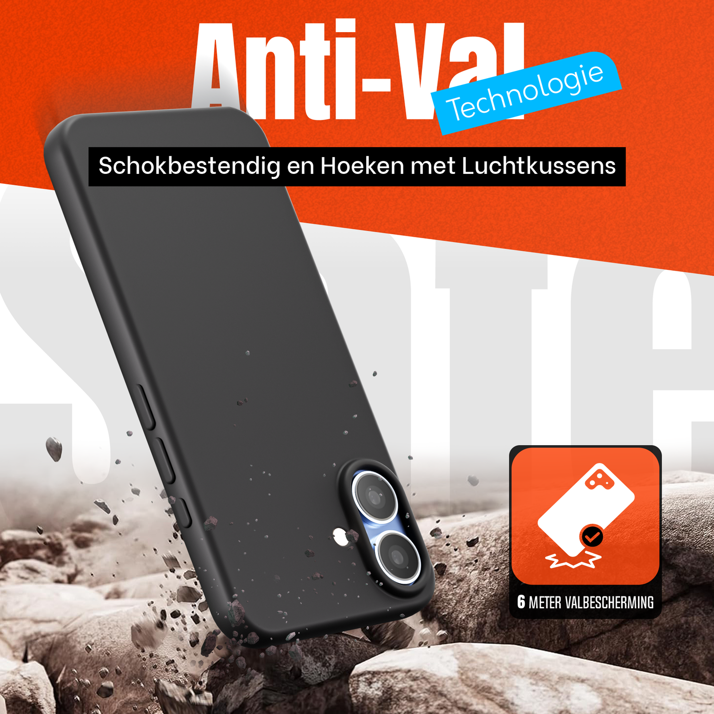 iPhone 17 hoesje Zwart - screen protector
