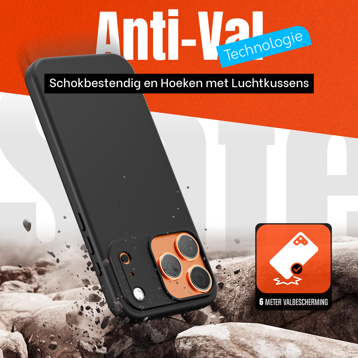 iPhone 17 Pro Hoesje Zwart - screen protector