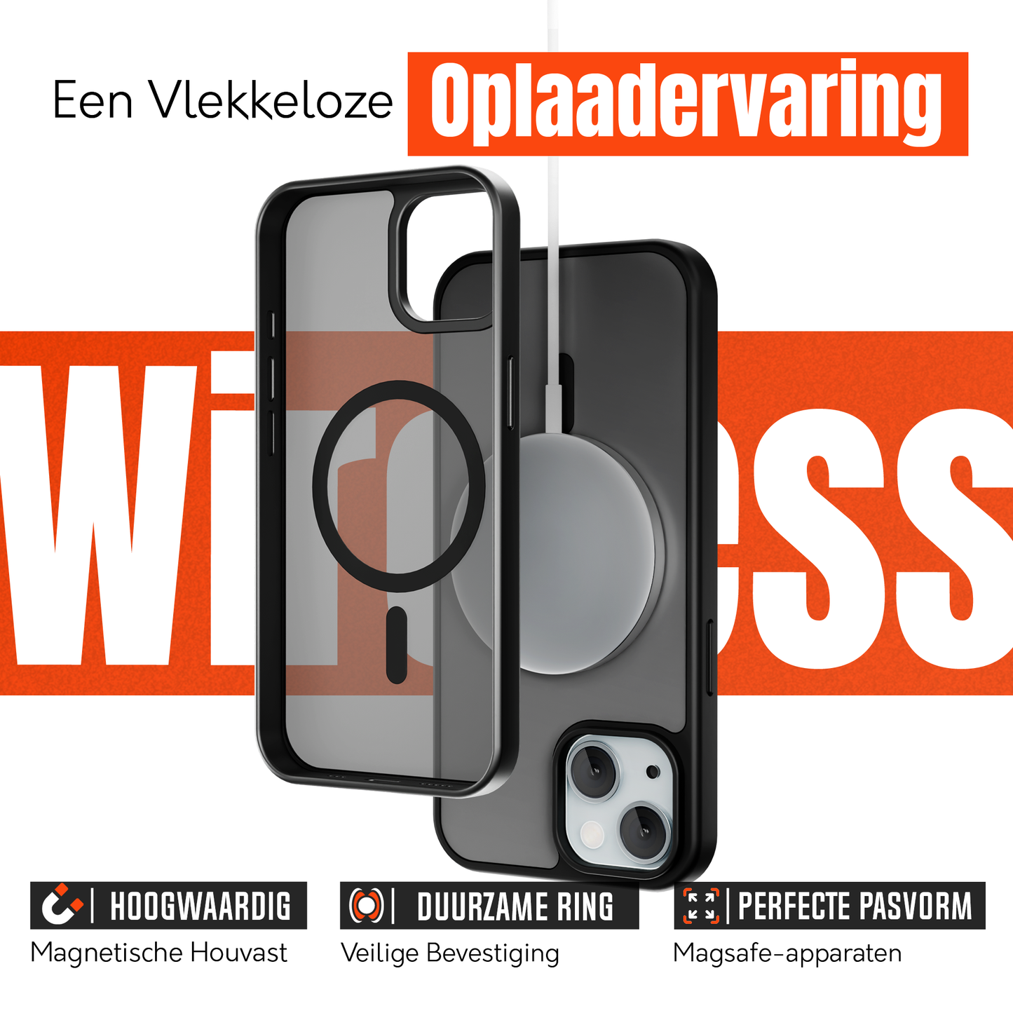My Case Zwart MagSafe Hoesje geschikt voor iPhone 15 Plus – Slank, Sterk & MagSafe-Klaar