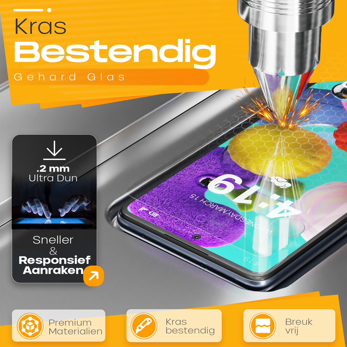 Solutionss4 Screenprotector voor Samsung Galaxy A51 – Case Vriendelijk
