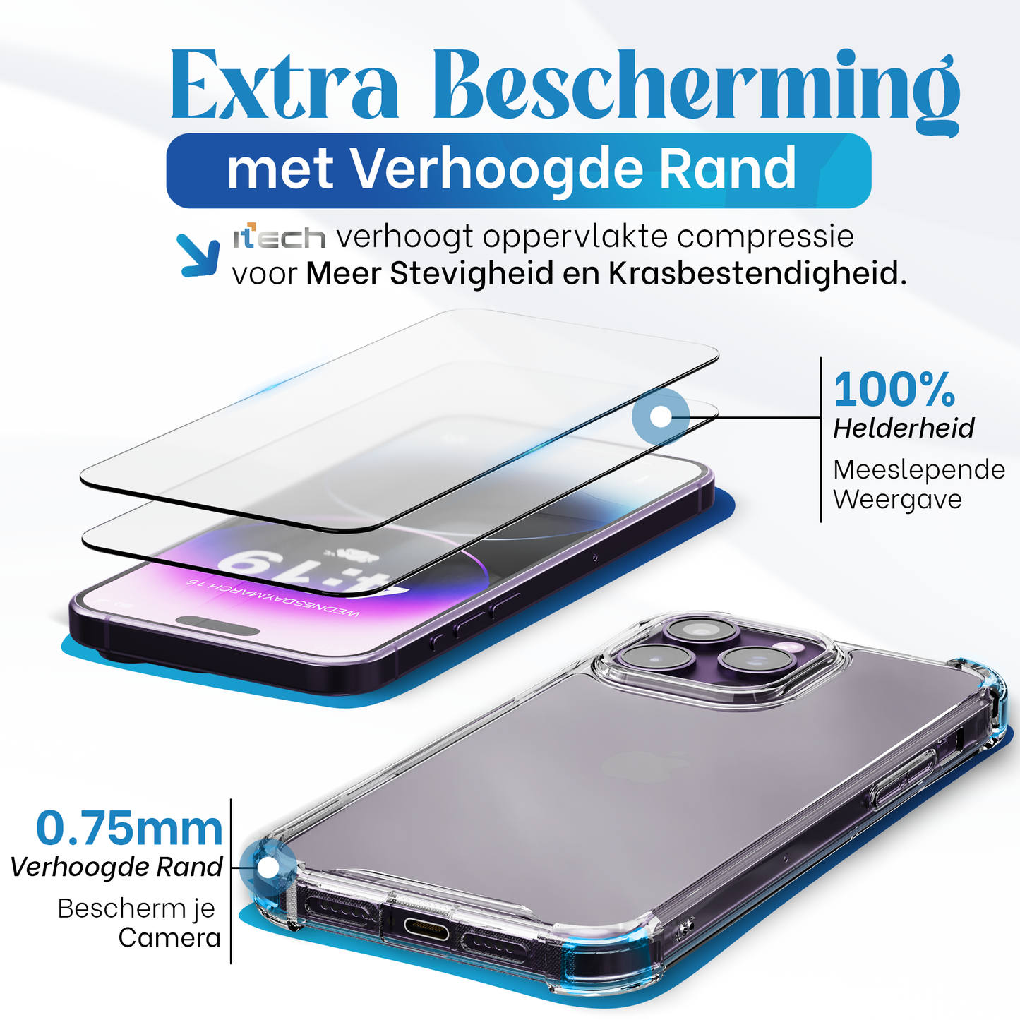 iTech COMBO voor iPhone 14 Pro – Complete 3-in-1 Bescherming