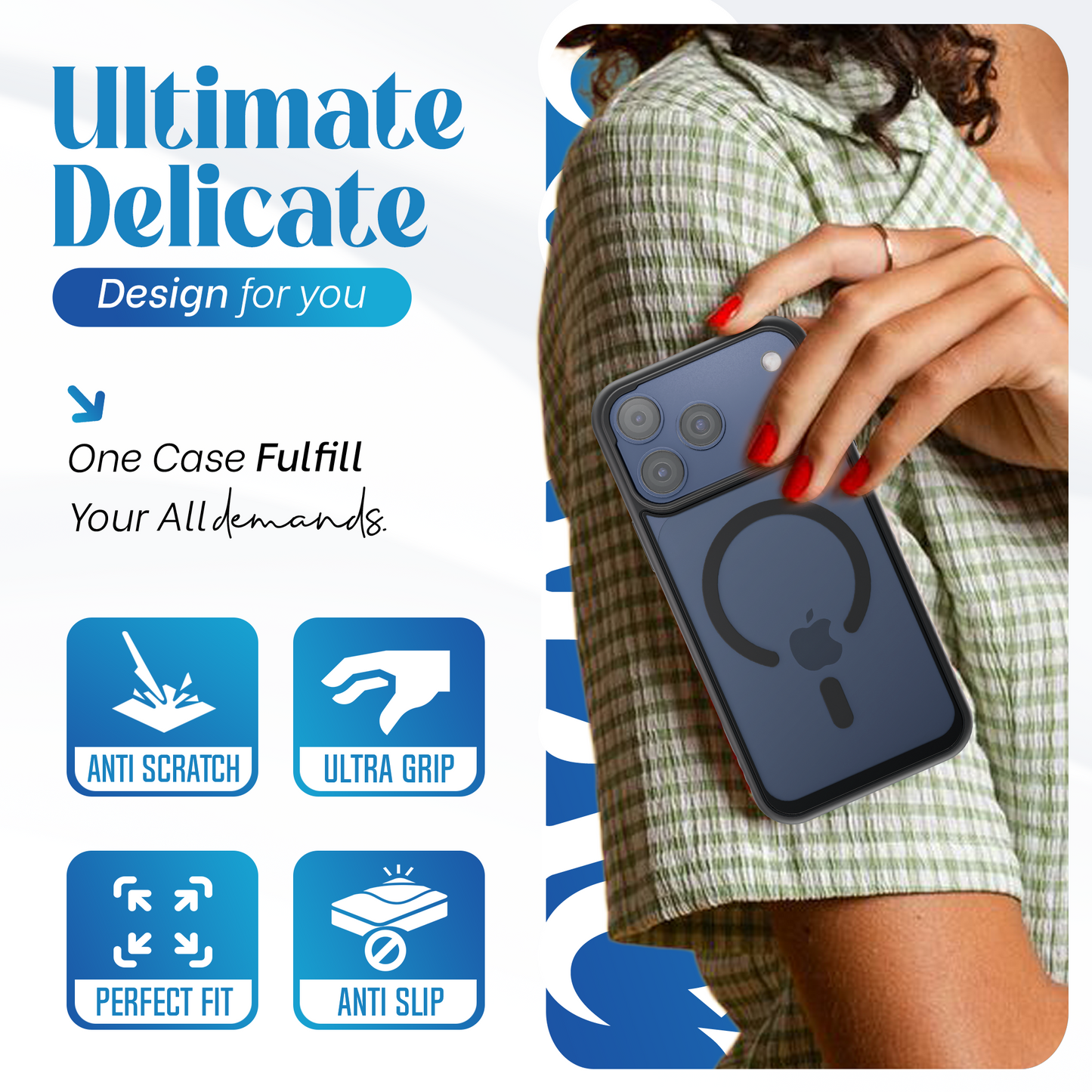 Reovo - Hoesje geschikt voor iPhone 17 Pro Max - Zwart - Transparant - geschikt voor MagSafe - Anti-slip case