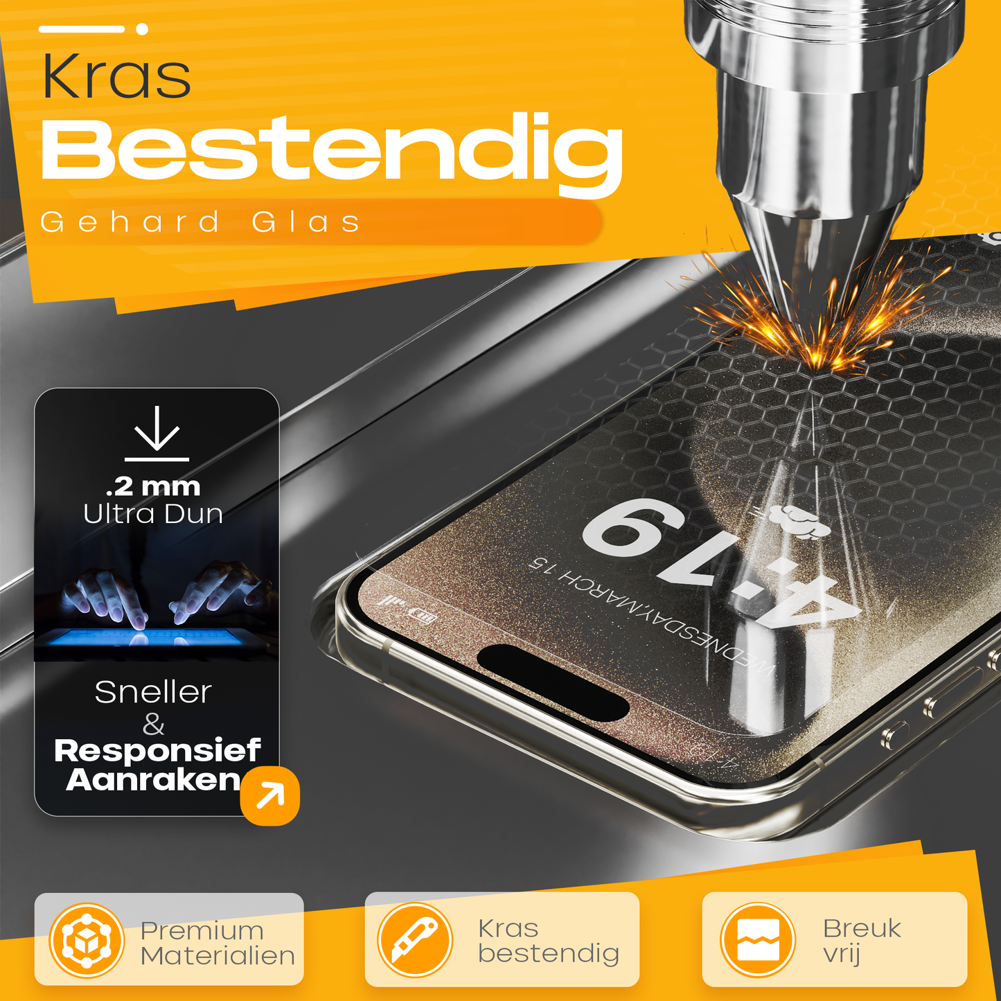 Solutionss4 Screenprotector voor iPhone 15 Pro – Case Vriendelijk