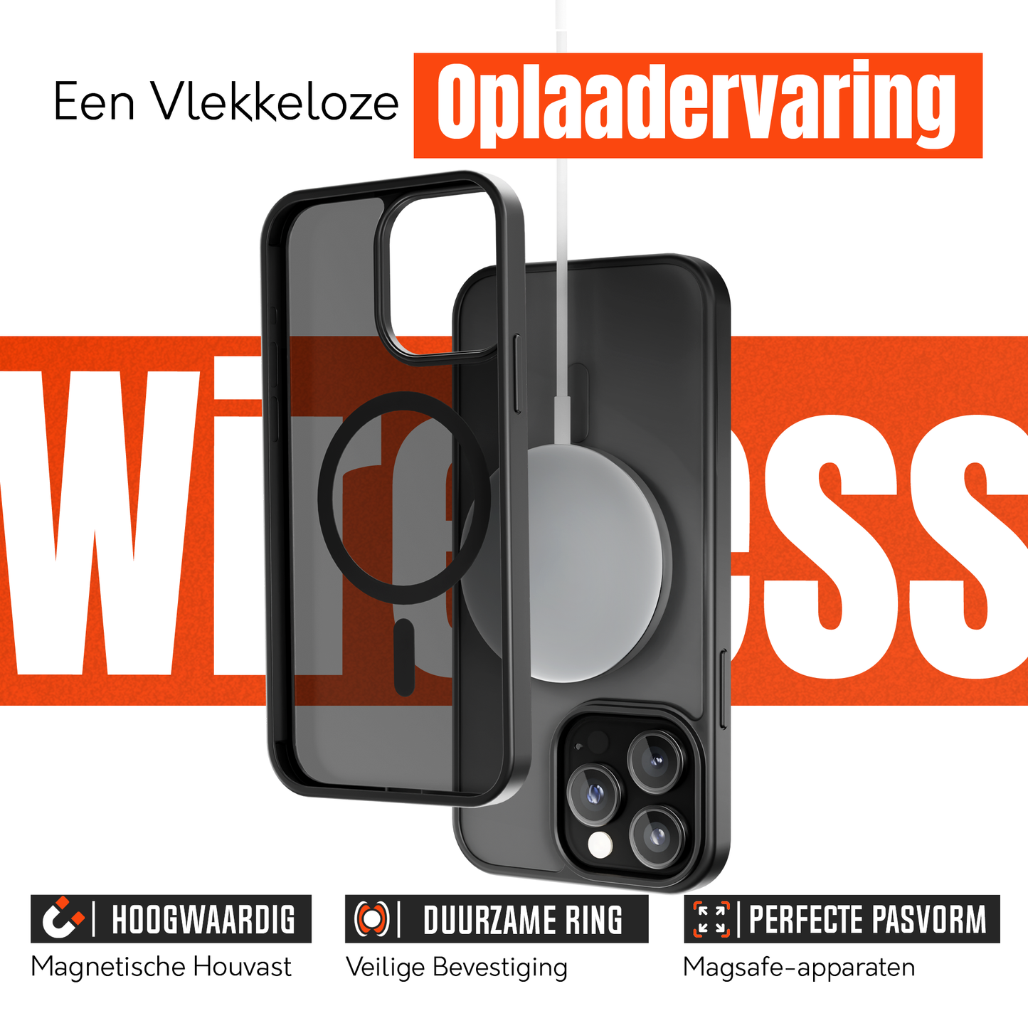 My Case Zwart MagSafe Hoesje geschikt voor iPhone 14 Pro – Slank, Sterk & MagSafe-Klaar
